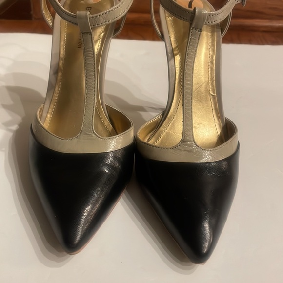 BCBGeneration leather T strap sling back two tone heels pointed toe size 7 - Picture 3 of 16